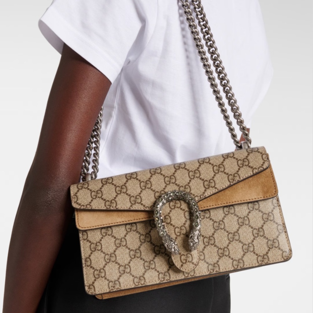 Gucci Dionysus Small GG Supreme Shoulder Bag – Crystal Tiger Head